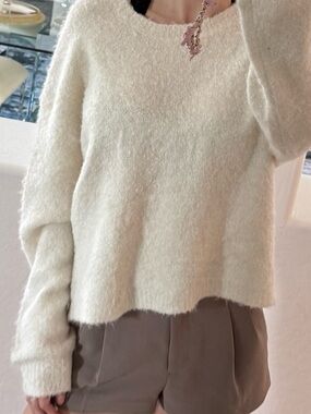 Z Supply NWT Fuzzy Eyelash Knit Sweater Cream Cozy Textured Crew Neck